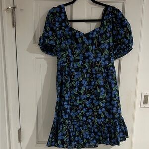 English Factory Blue and Green Floral Mini Dress